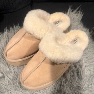 UGG Women's Cream Sheepskin Slippers